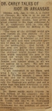 "Dr. Carey Talks Riots in Arkansas," January 3, 1920
