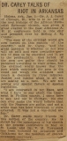 "Dr. Carey Talks Riots in Arkansas," January 3, 1920 "Dr. Carey Talks Riots in Arkansas," January 3, 1920