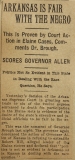 "Arkansas is Fair with the Negro," May 1920. "Arkansas is Fair with the Negro," May 1920.