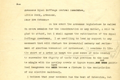 Florence Cotnam Brown correspondence with Arkansas Equal Suffrage Committee; Letter from Emmet Vaughn to Arkansas Equal Suffrage Central Committee