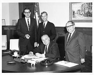 Cal Ledbetter with Ben Allen, Oscar Alagood, and Governor Winthrop Rockefeller, ca. 1968