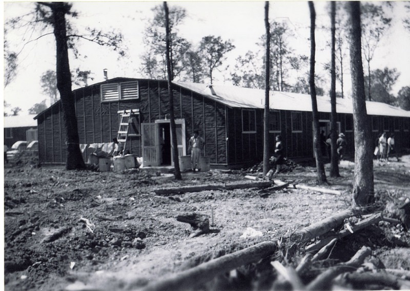 People outside of barracks at Rohwer Relocation Center