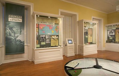 Curated World War II materials in an unidentified museum