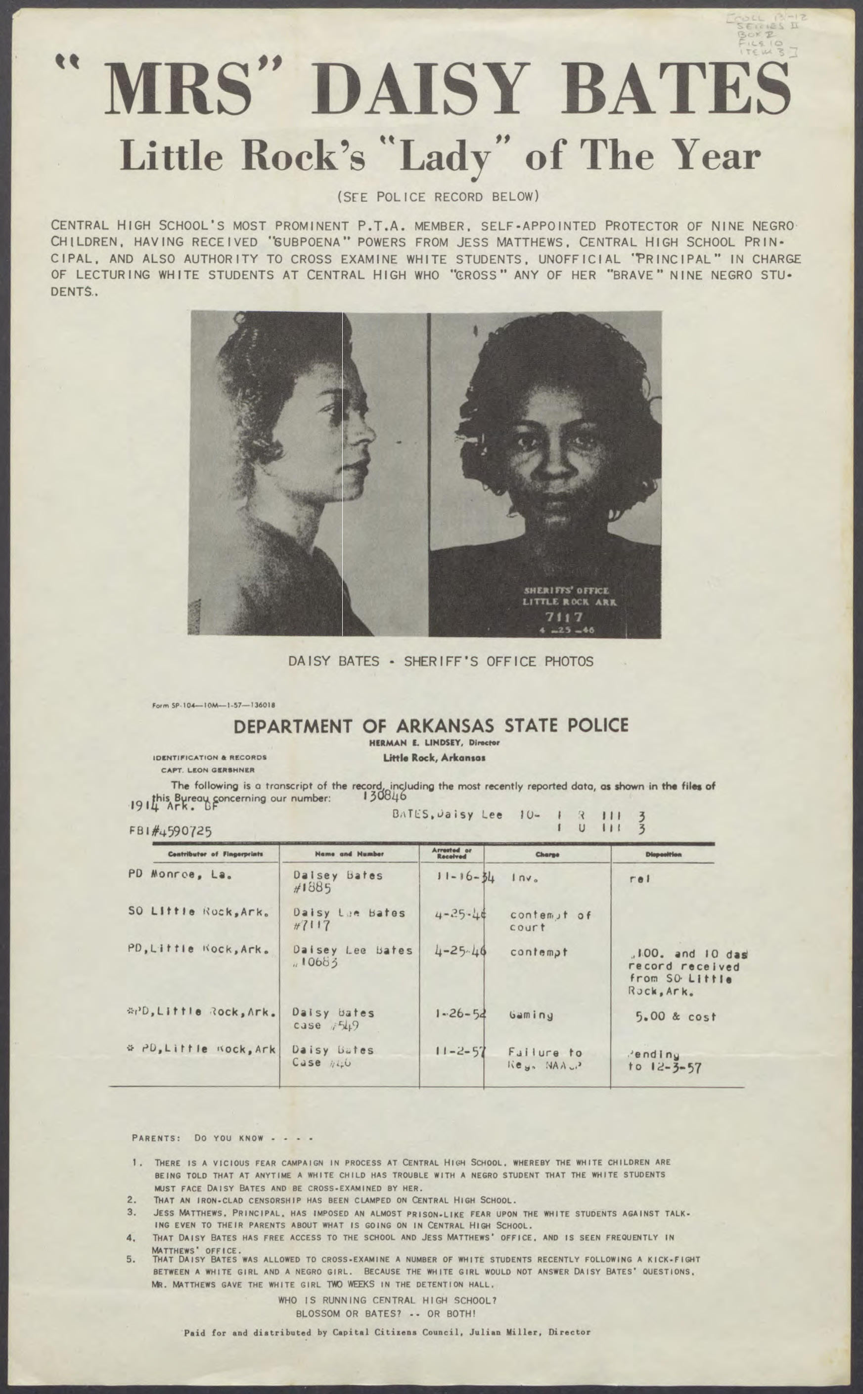 Volume 145 of the Congressional Record, remarks, propaganda, and ephemera relating to the Little Rock Crisis, the Central High School Commencement, and the designation of Central High School as a National Historic Site. Central High School Collection, Central High Museum, Inc.