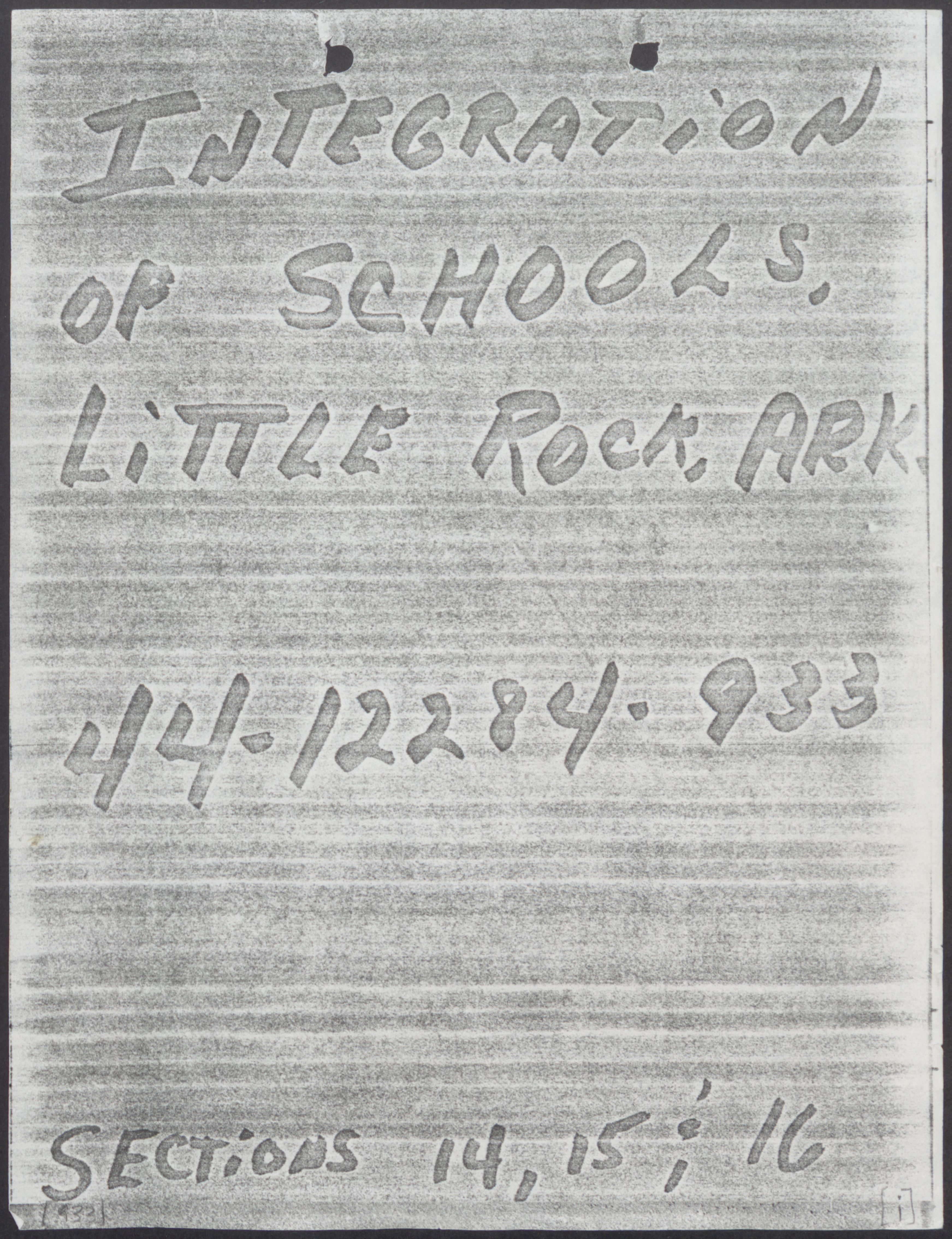 This file contains documents regarding determining responsibility for interference/failure to comply with Federal court order regarding integration. FBI: Little Rock School Crisis report, 1954-1958 (UALR.MS.0044)