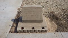 Restored headstone for Matsumoto Shintaro, 1877-1944
