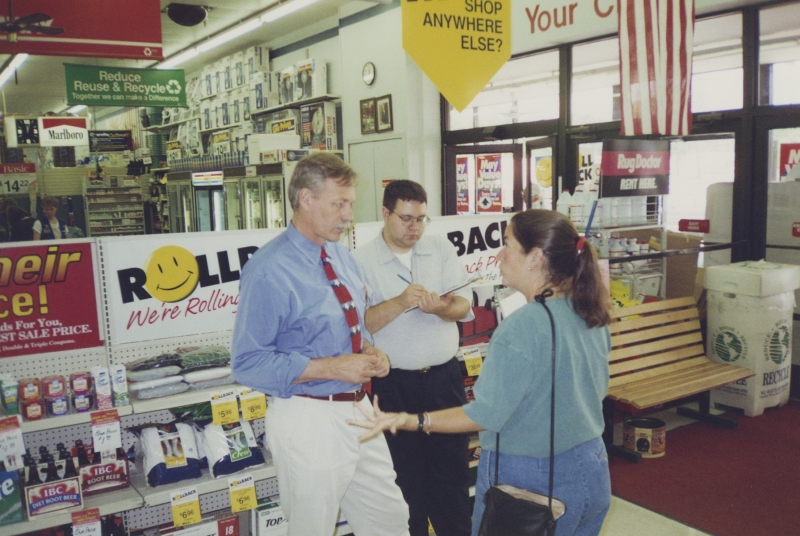 Snyder holds community office hours at a Walmart in Clinton, circa 1998