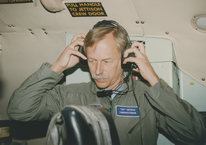 Snyder in a C-130 at the Little Rock Air Force Base, circa 1998