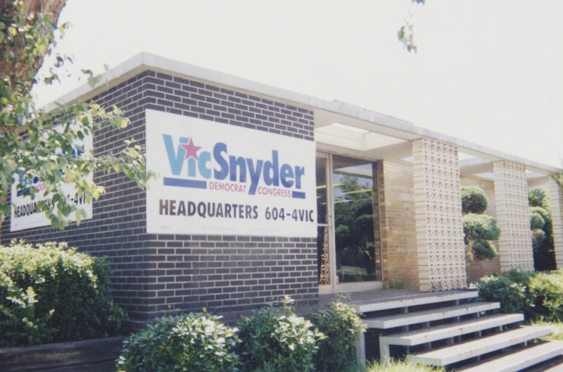 Snyder's congressional campaign headquarters located at 301 Victory Street, circa 2000