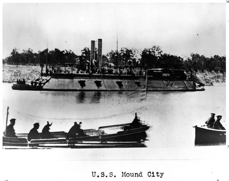USS Mound City - 1862-1865 - Civil War: Gunboats and Steamboats Photograph Collection, ca. 1861-1865, UALR.PH.0080 - UA Little Rock Center for Arkansas History and Culture