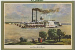 Print of the steamboat J. M. White on the Mississippi River - undated -  J.N. Heiskell Oversized Photograph Collection, 1861-1986, UALR.PH.0101 - UA Little Rock Center for Arkansas History and Culture