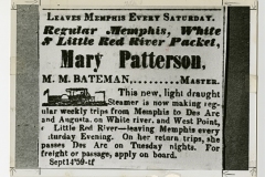 Ad for the Mary Patterson, M. M. Bateman, master - 1859 September - Huddleston Steamboat Photograph Collection, ca. 1827-1976, UALR.PH.0070 - UALR Center for Arkansas History and Culture