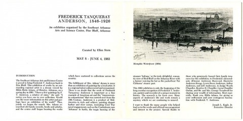 Page 1 and 2 - Frederick T. Anderson Exhibition Catalog - 1983 - Courtesy of The Arts and Science Center for Southeast Arkansas