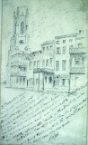 St. Patrick's Church - 1908 - ink on paper - 27.5 x 13 cm - Courtesy of The Arts and Science Center for Southeast Arkansas