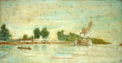 Barraque Plantation 1860 - 1908 - watercolor and pastel on paper - 19.8 x 38 cm - Courtesy of The Arts and Science Center for Southeast Arkansas