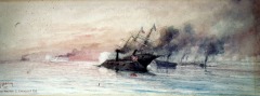 Battle of Mobile Bay - 1911 - watercolor on paper - 17.5 x 36.2 cm - Courtesy of The Arts and Science Center for Southeast Arkansas