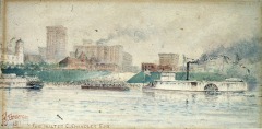 Arrival of the Replica of the 'New Orleans' at Memphis - 1911 - watercolor on paper - 12.2 x 21.5 cm - Courtesy of The Arts and Science Center for Southeast Arkansas