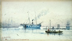 Arrival of the 'New Orleans' - 1911 - watercolor on paper - 12.2 x 24.2 cm - Courtesy of The Arts and Science Center for Southeast Arkansas