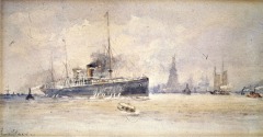 New York Harbor - 1894 - watercolor on paper - 12.2 x 24.2 cm - Courtesy of The Arts and Science Center for Southeast Arkansas