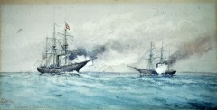 Sinking of the C. S. S. 'Alabama' - 1912 - watercolor on paper - 31 x 60.6 cm - Courtesy of The Arts and Science Center for Southeast Arkansas