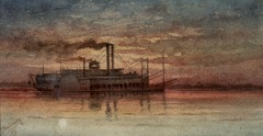 Steamboat at Sunset - 1903 - watercolor on paper - 12 x 22.5 cm - Courtesy of The Arts and Science Center for Southeast Arkansas