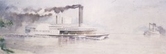 Steamboat 'J. M. White' - ca. 1917 - watercolor on paper - 22.6 x 69.5 cm - Courtesy of The Arts and Science Center for Southeast Arkansas