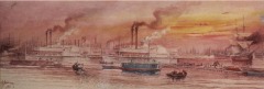 New Orleans Harbor in 1867 - 1917 - watercolor on paper - 21.7 x 63.8 cm - Courtesy of The Arts and Science Center for Southeast Arkansas