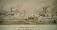 New Orleans Wharf in the Early '70's - 1919 - watercolor on paper - 29 x 67 cm - Courtesy of The Arts and Science Center for Southeast Arkansas