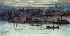 Memphis Waterfront - 1904 - watercolor on paper - 14 x 26 cm - Courtesy of The Arts and Science Center for Southeast Arkansas