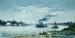 Steamboat Around the Bend - 1904 - watercolor on paper - 14 x 26 cm - Courtesy of The Arts and Science Center for Southeast Arkansas