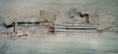 The Steamboat 'Rees Lee' - 1906 - watercolor on paper - 30.5 x 58.5 cm - Courtesy of The Arts and Science Center for Southeast Arkansas