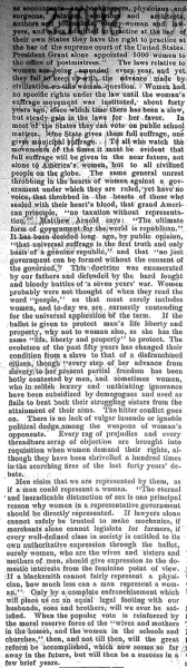 Image of "Why Women Need the Ballot" Woman's Chronicle article, August 27, 1891 (part 2).