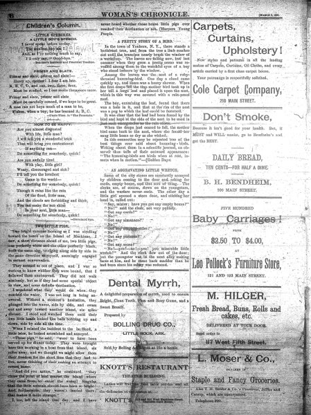 Image of Innaugural Edition of the Woman's Chronicle, March 3, 1888 (page 6).