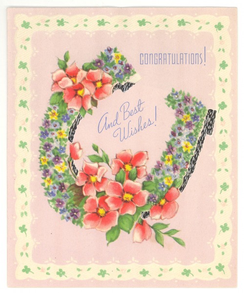 Front of greeting card from Mame Josenberger to W. E. B. Du Bois, ca. May 1946, wishing Du Bois a happy 50th wedding anniversary.