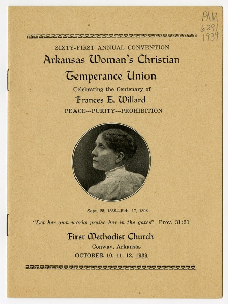 Program, Arkansas W.C.T.U. Convention, October 1939 (Cover).