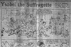 Image of Ysobel the Suffragette political cartoon by T.E. Powers, Arkansas Gazette, February 14, 1911. Copyright, 1911, by the New York Evening Journal Publishing Co.