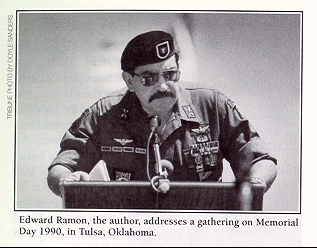 Edward Ramon, the author, addesses a gathering on Memorial Day
                            1990, in Tulsa, Oklahoma.