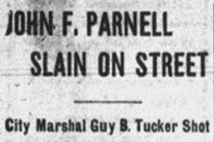 John F. Parnell Slain on Street newspaper headline, 1903-08-09