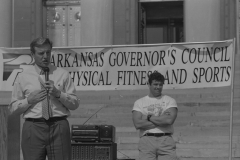 Jim Guy Tucker at outdoor event for Arkansas Governor's Council on Physical Fitness and Sports