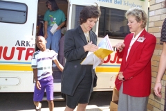 Betty Tucker visiting school with the Arkansas Children's Hospital Nutritional Project van