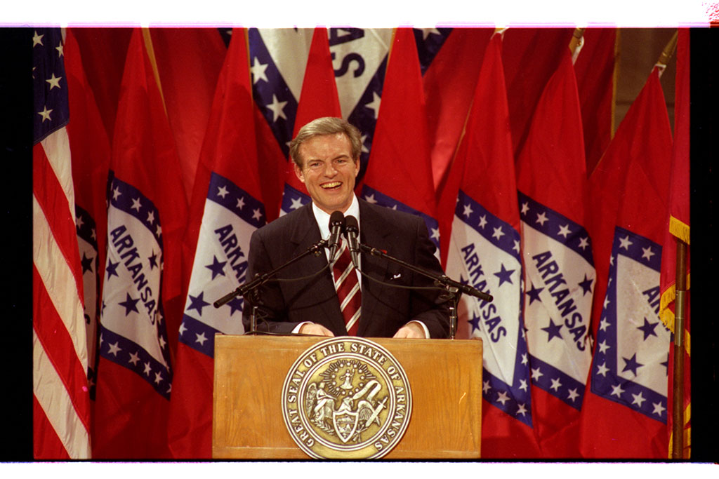 Jim Guy Tucker delivering speech on Inauguration Day Jim Guy Tucker delivering speech on Inauguration Day