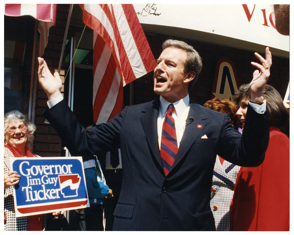 Jim Guy Tucker stands for campaign supporters Jim Guy Tucker stands for campaign supporters