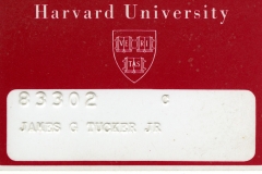 Jim Guy Tucker's identification card for Harvard University