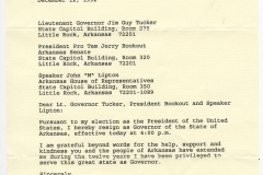 Governor Bill Clinton resignation letter