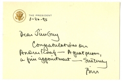 Congratulations letter from President Bill Clinton to Jim Guy Tucker