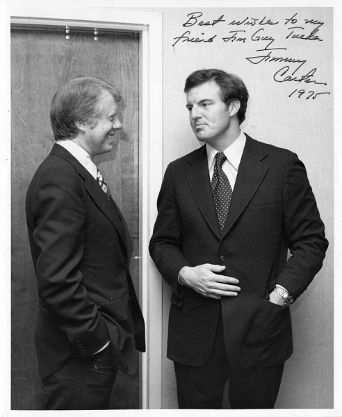 Jim Guy Tucker speaking with Jimmy Carter