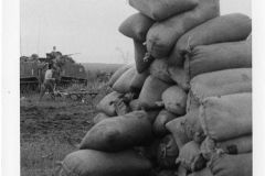 Bags of Arkansas rice in Vietcong cache in the Iron Triangle, Vietnam