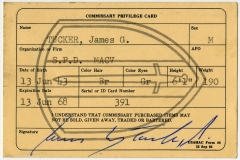 Jim Guy Tucker's commissary privilege card, Vietnam