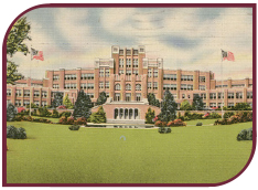 Color postcard of Central High School in Little Rock
