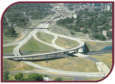 Color aerial photograph of the I-630 and I-30 interchange